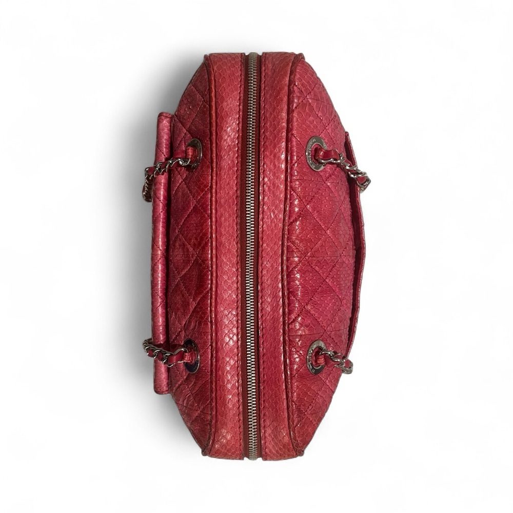 Chanel Python Leather Shoulder Bag Fuscia Silver … - image 4